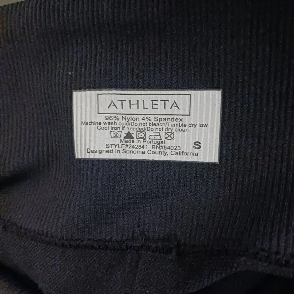 Athleta Women's Black Nylon Spandex Leggings Ruffled‎ Ankle Detail Size S